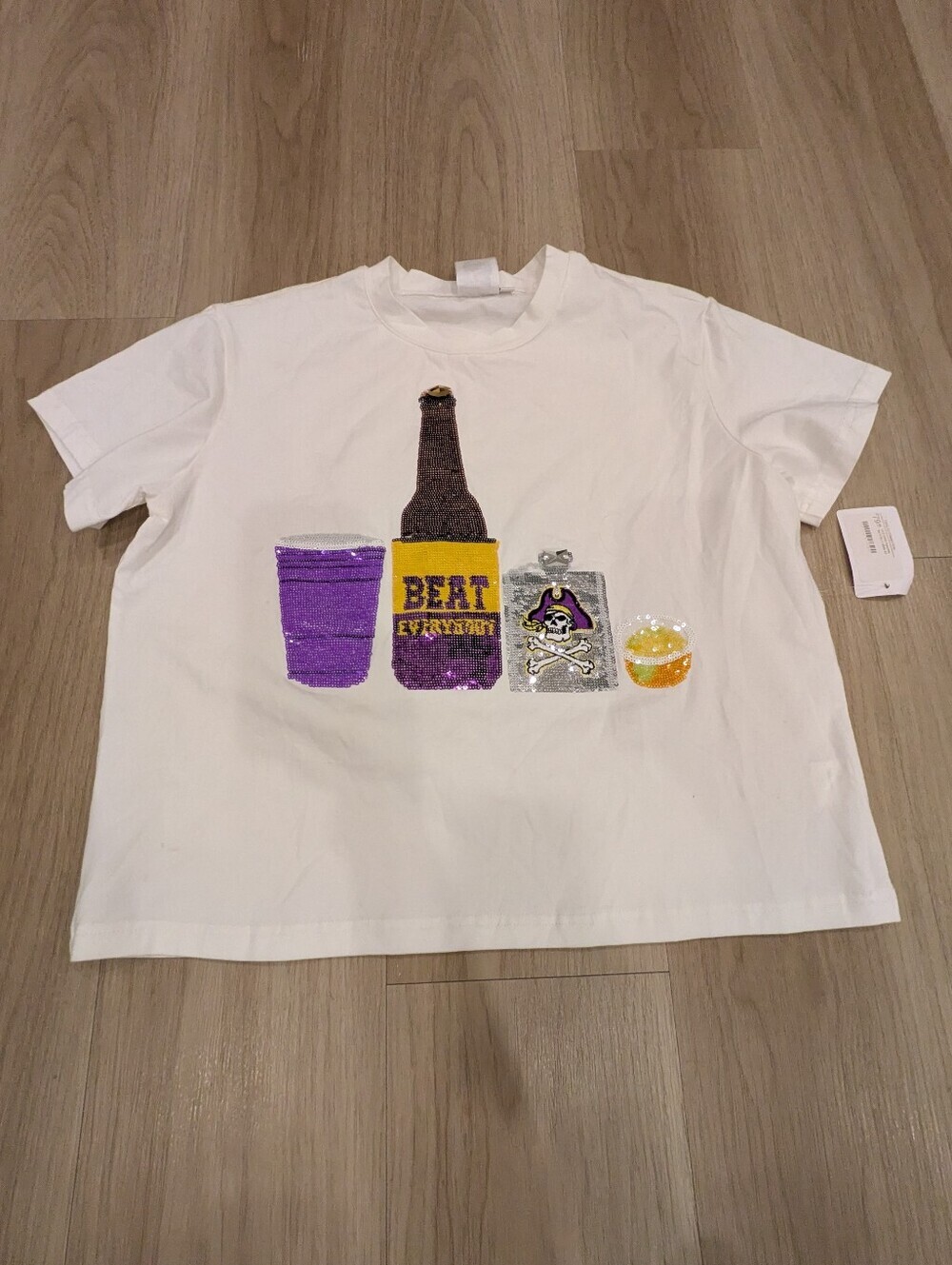 Queen Of Sparkles East Carolina Beer Sequin College Shirt Size Xs